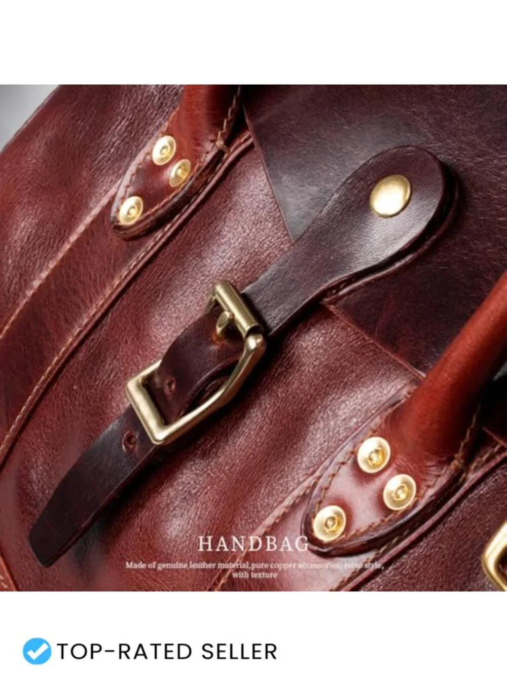 Genuine Leather Satchel Handbag Women Men, Top-Grain Vegetable-Tanned,